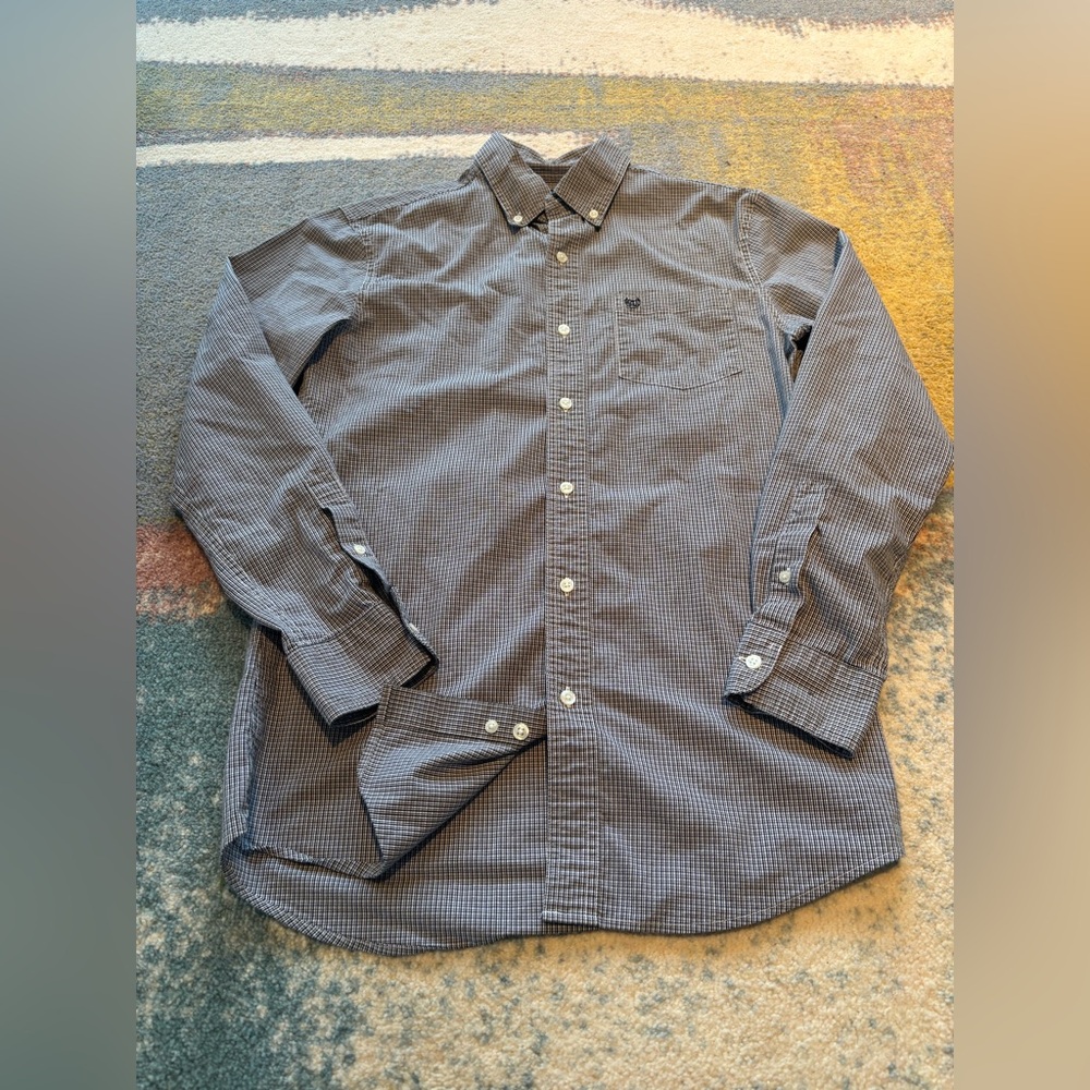 CHAPS by Ralph Lauren Men's Gray Checkered Shirt, Small